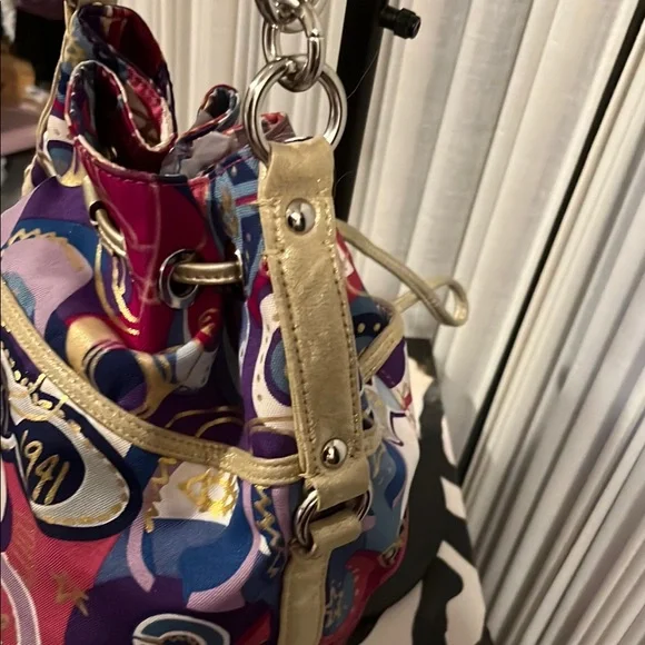 Coach Pink and Purple Shoulder Bag with Vibrant Design
